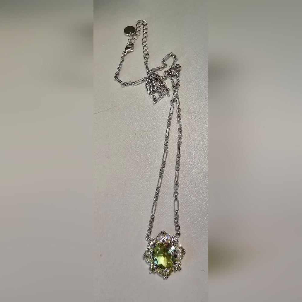 Bomb Party Green / Lemon Rhodium Plated Necklace